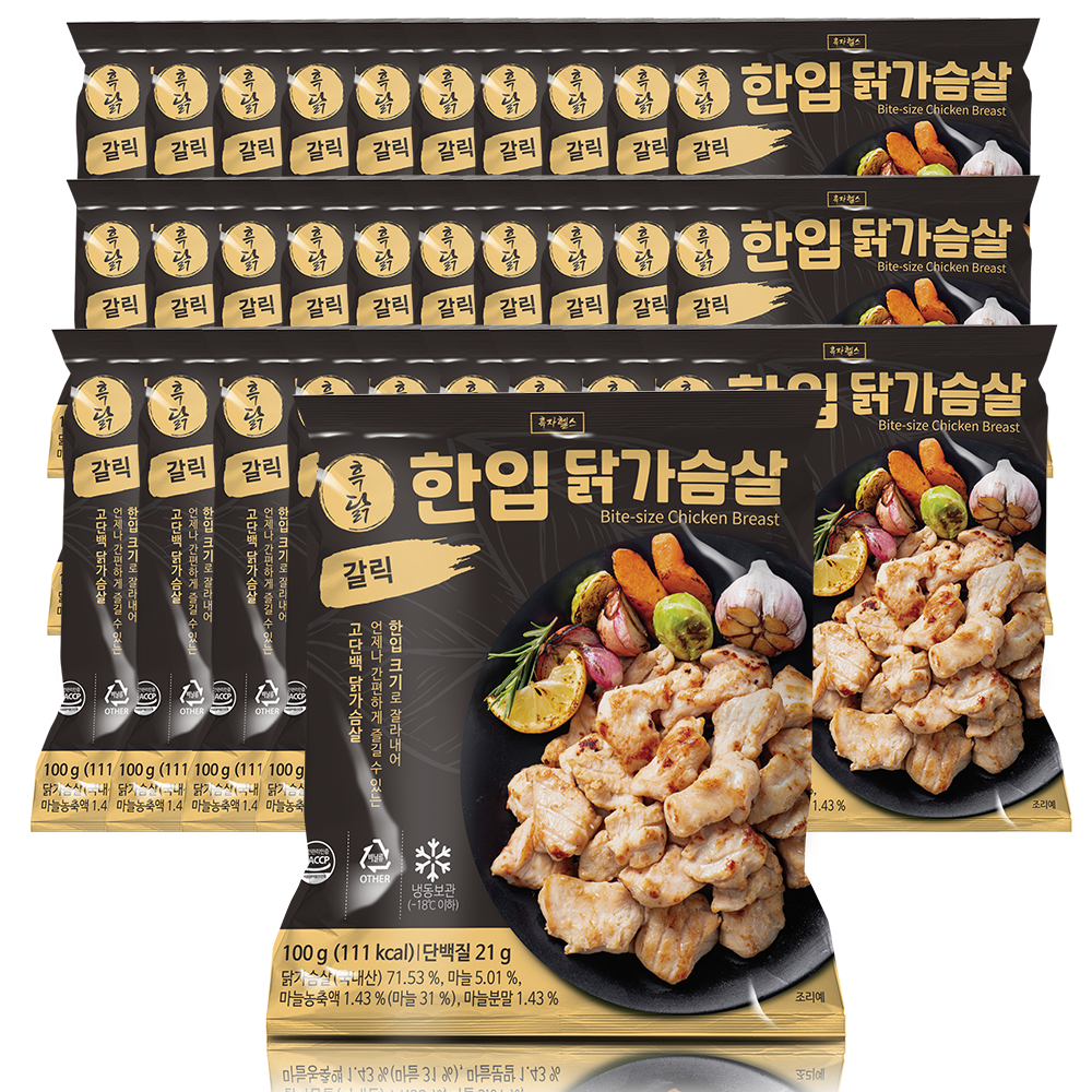 흑닭 한입 닭가슴살 갈릭 100g 30개