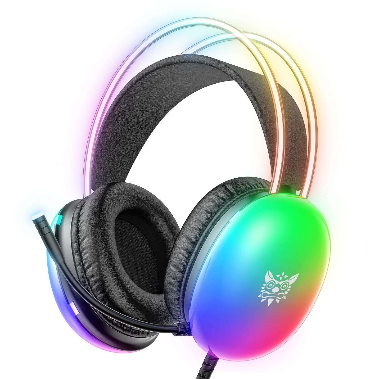 ONIKUMA 유선 게이밍 헤드셋 3D RGB 가상 7.1 USB 노이즈캔슬링 마이크 X25 블랙