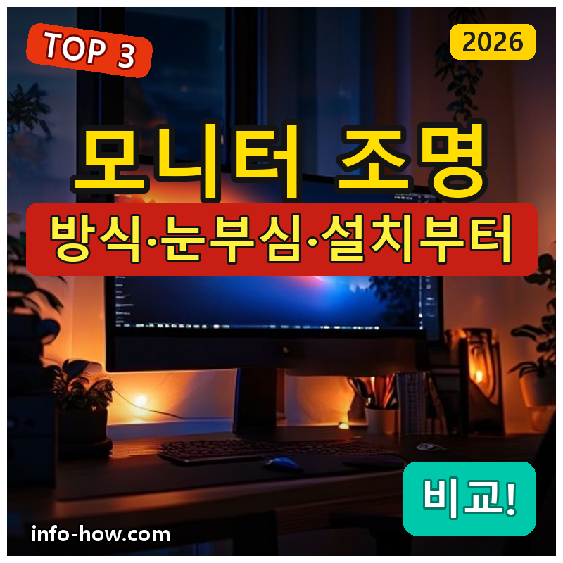 모니터 조명, 간접조명이냐 스크린바냐